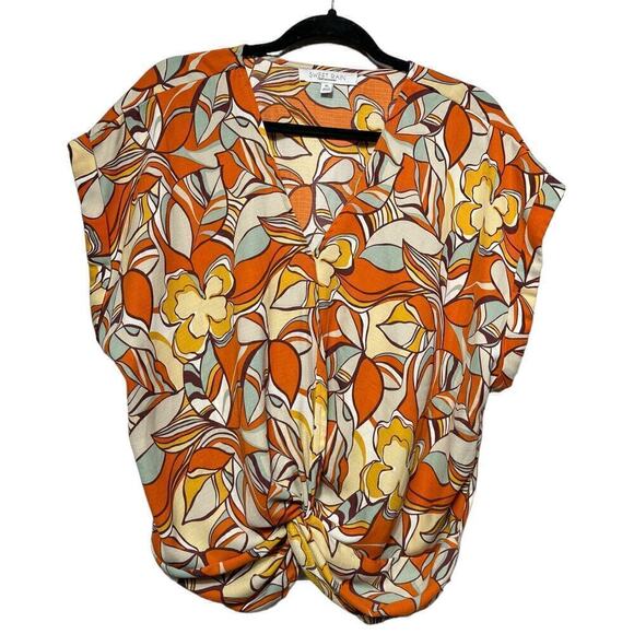 Women’s Sweet Rain Front Twist Multi Abstract Blouse / Size-XL - Picture 2 of 13
